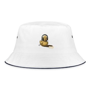 Punk-Ente mit Kopfhörern – No Future - Bucket Hat - Weiß/Navy - Vorne