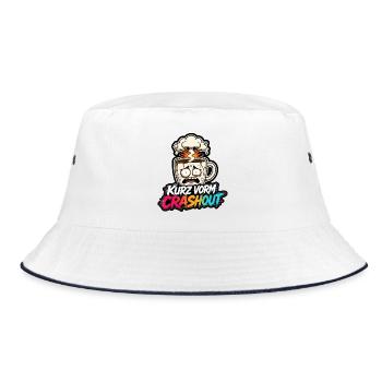 Kurz vorm Crashout Kaffee Tasse gestresst Shirt - Bucket Hat - Weiß/Navy - Vorne
