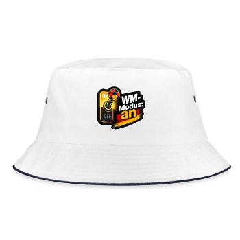 WM-Modus an Schalter mit Handball Vektor Shirt - Bucket Hat - Weiß/Navy - Vorne