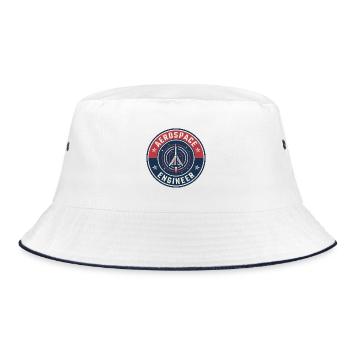 Vintage Aerospace Engineer Raketen-Orbitabzeichen oben - Bucket Hat - Weiß/Navy - Vorne