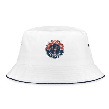 Vintage Civil Engineer Hängebrücken-Transit - Bucket Hat - Weiß/Navy - Vorne
