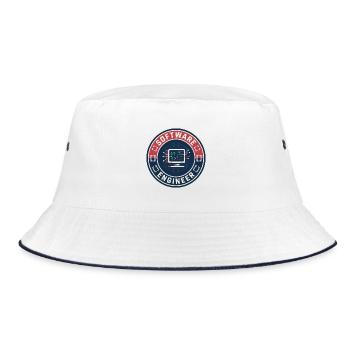 Vintage Software Engineer Code Terminal Patch Top - Bucket Hat - Weiß/Navy - Vorne
