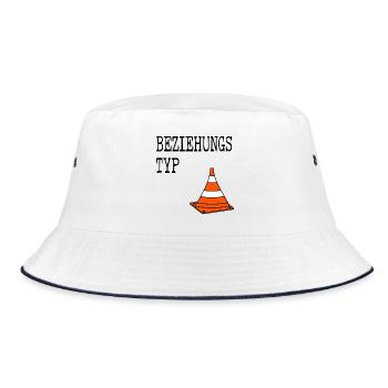 Beziehungstyp Pylone - Bucket Hat - Weiß/Navy - Vorne