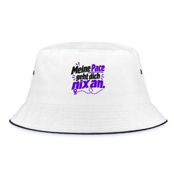 Meine Pace – frecher Laufspruch - Joggen - Laufen - Bucket Hat - Weiß/Navy - Vorne