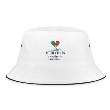 Grandpa's Kitchen Rules Tee - Bucket Hat - Weiß/Navy - Vorne