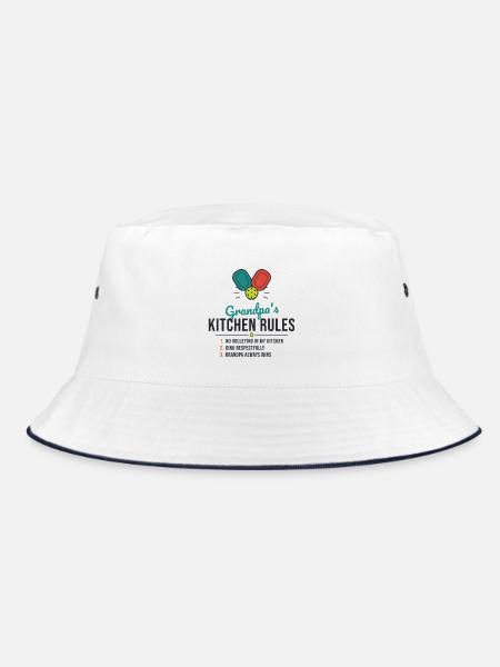 Grandpa's Kitchen Rules Tee - Bucket Hat - Weiß/Navy