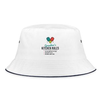 Omas Küche Regeln - Bucket Hat - Weiß/Navy - Vorne