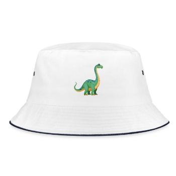 Dinosaurier Brontosaurus - Bucket Hat - Weiß/Navy - Vorne