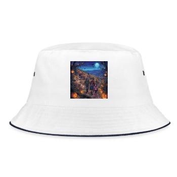 Halloween Familienwanderung - Bucket Hat - Weiß/Navy - Vorne