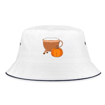 Cozy Spice Latte Bowl mit Kürbis und Zimt - Bucket Hat - Weiß/Navy - Vorne