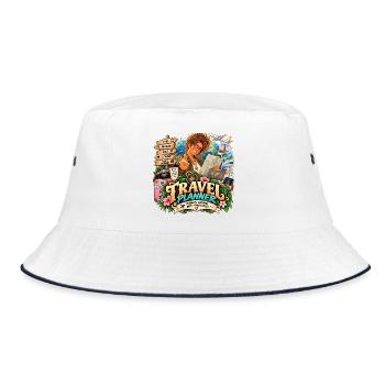 Traumvoller Reiseplaner - Bucket Hat - Weiß/Navy - Vorne