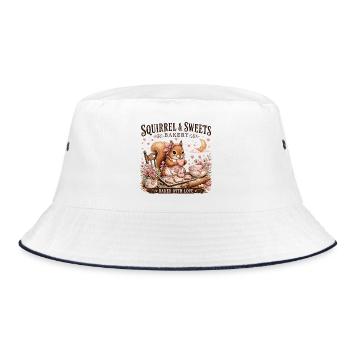 Squirrel Sweets Bakery: Mit Liebe gebacken - Bucket Hat - Weiß/Navy - Vorne