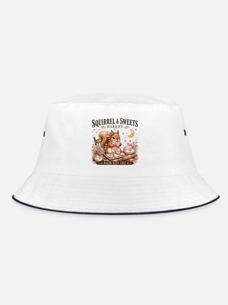 Squirrel Sweets Bakery: Mit Liebe gebacken - Bucket Hat - Weiß/Navy