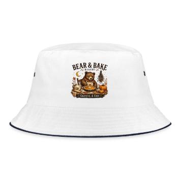 Bear Bake Gemütliche Herbstbäckerei - Bucket Hat - Weiß/Navy - Vorne