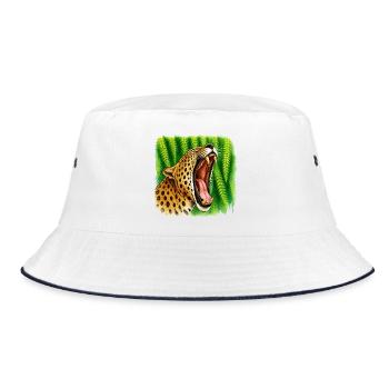 Leopard im Dschungel im Farbenspiel - Bucket Hat - Weiß/Navy - Vorne