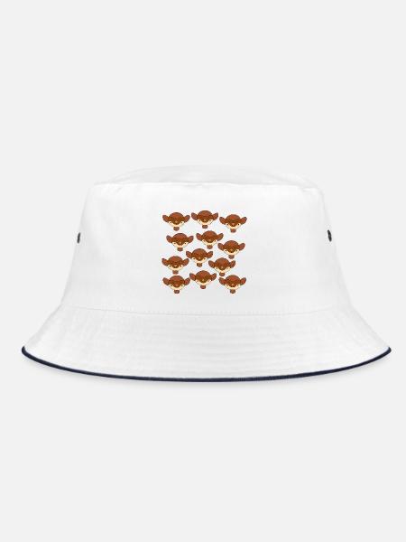 Niedlicher Spatzenkopf - Bucket Hat - Weiß/Navy