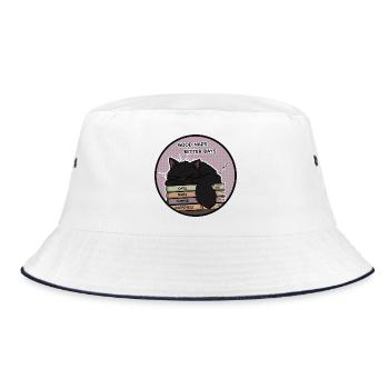 Gemütliche Katzennickerchen und Kaffee - Bucket Hat - Weiß/Navy - Vorne