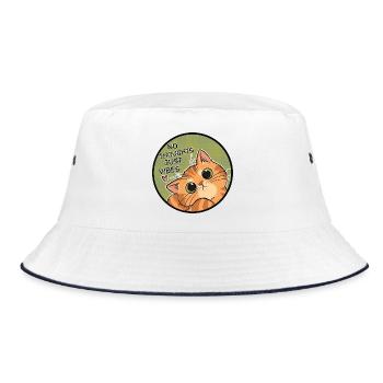 Keine Gedanken, nur Vibes Katzenrunde. - Bucket Hat - Weiß/Navy - Vorne