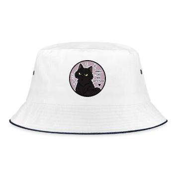 Kleine Katze Große Attitüde - Bucket Hat - Weiß/Navy - Vorne