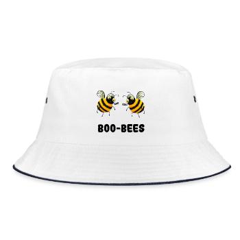 Boo-Bees - Zwei Bienen sagen Boo - Bucket Hat - Weiß/Navy - Vorne