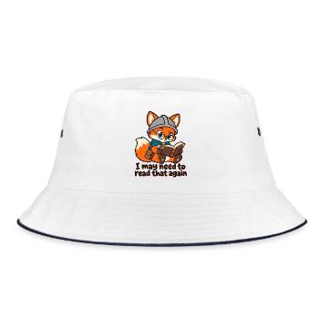 Fox lesen – Ich muss das vielleicht noch einmal lesen - Bucket Hat - Weiß/Navy - Vorne