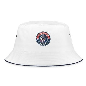 Kolbenabzeichen des Vintage Automotive Engineer-Motors - Bucket Hat - Weiß/Navy - Vorne