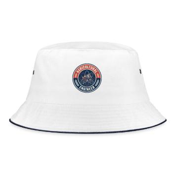 Veteranen-Agraringenieur-Traktorenabzeichen - Bucket Hat - Weiß/Navy - Vorne