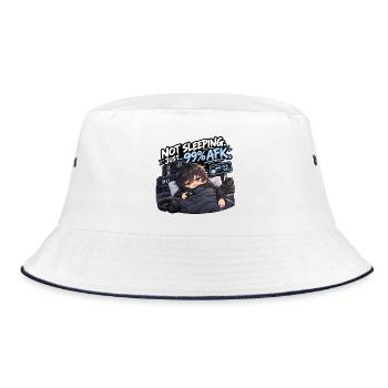 Nicht Schlafen 99% AFK Gamer - Bucket Hat - Weiß/Navy - Vorne