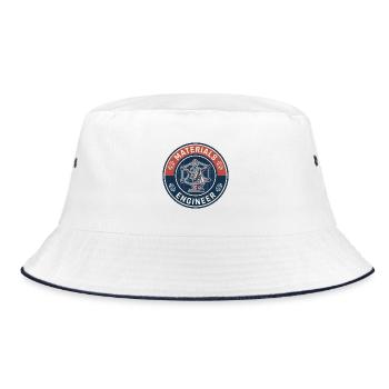 Vintage Materials Engineer Kristallgitter-Abzeichen - Bucket Hat - Weiß/Navy - Vorne