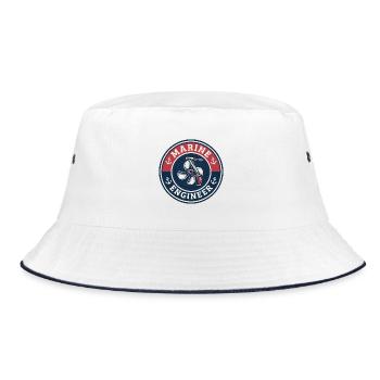 Vintage-Schraubenanker des Schiffsschiffs - Bucket Hat - Weiß/Navy - Vorne