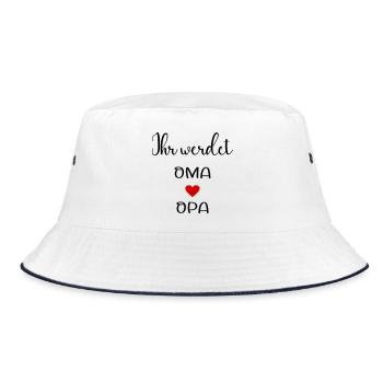 Oma Opa Babymitteilung - Bucket Hat - Weiß/Navy - Vorne