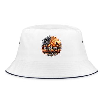 SATO – Multiple Sklerose | Du bist nicht allein  - Bucket Hat - Weiß/Navy - Vorne