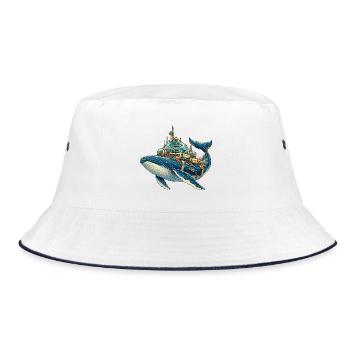 SteampunkWale Unterwasserkosmos - Bucket Hat - Weiß/Navy - Vorne