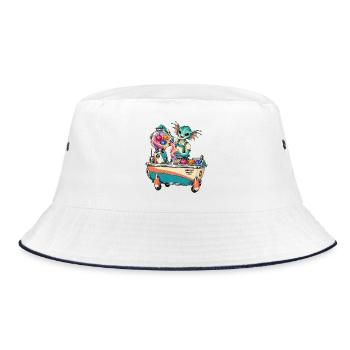 Galaktischer Drache mischt kosmisches Getränk - Bucket Hat - Weiß/Navy - Vorne
