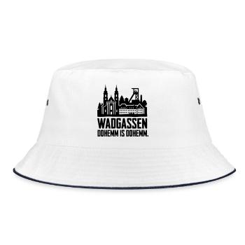 Wadgassen dohemm is dohemm spruch silhouette - Bucket Hat - Weiß/Navy - Vorne