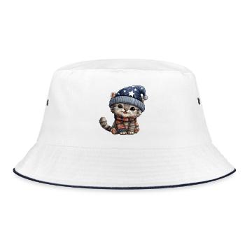 Kleines Sternenkätzchen im Winter - Bucket Hat - Weiß/Navy - Vorne
