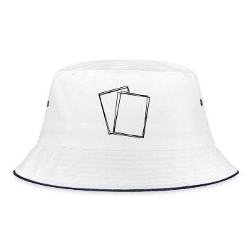 Spielkarten handgezeichnet - Bucket Hat - Weiß/Navy - Vorne