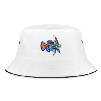 Mandarinfisch - Bucket Hat - Weiß/Navy - Vorne
