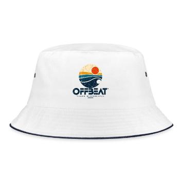 OFFBEAT – Retro Surf Logo - Bucket Hat - Weiß/Navy - Vorne