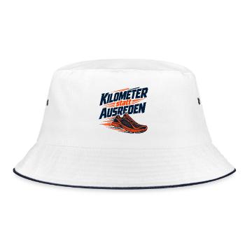 Laufmotivation: Keine Ausreden - Bucket Hat - Weiß/Navy - Vorne
