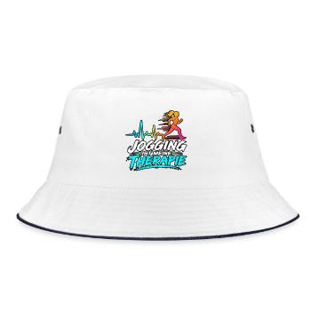 Jogging ist meine Therapie - Bucket Hat - Weiß/Navy - Vorne