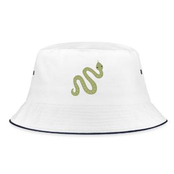 Pastell-Oliven-Schlangen-Anhänger - Bucket Hat - Weiß/Navy - Vorne