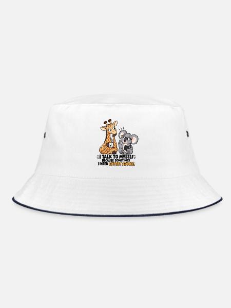 Ich rede mit mir selbst, weil ich fachkundigen Rat brauche - Bucket Hat - Weiß/Navy