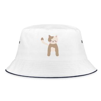 Gemütliche Calico-Traumkatze - Bucket Hat - Weiß/Navy - Vorne