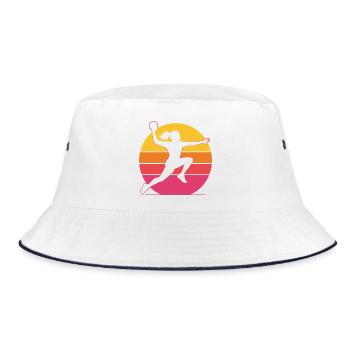 Retro Handballerin – Vintage Sonnenuntergang - Bucket Hat - Weiß/Navy - Vorne