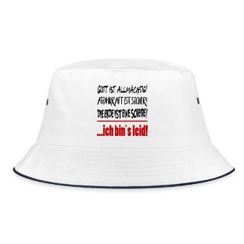 Erde Scheibe Gott Allmächtig Sprüche Floskel  - Bucket Hat - Weiß/Navy - Vorne