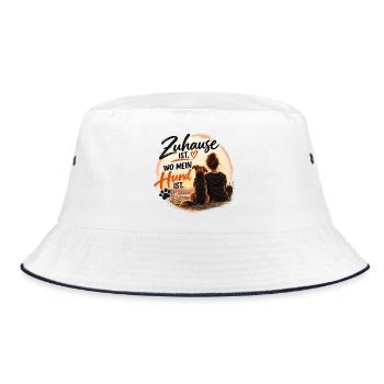Zuhause ist, wo mein Hund ist – Hundeliebe - Bucket Hat - Weiß/Navy - Vorne