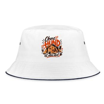 Ohne Hund ist alles doof - Bucket Hat - Weiß/Navy - Vorne