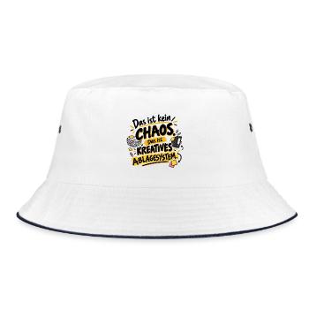 Das ist kein Chaos. Das ist kreatives Ablagesystem - Bucket Hat - Weiß/Navy - Vorne