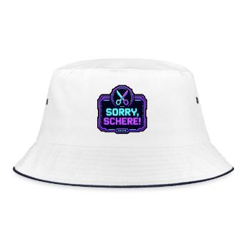 Sorry Schere Retro Arcade Game Over Pixel Shirt - Bucket Hat - Weiß/Navy - Vorne